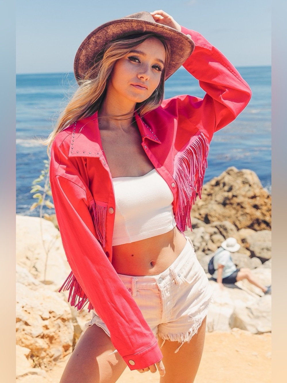 BiBi Rhinestone Fringe with Studed Collar Jacket